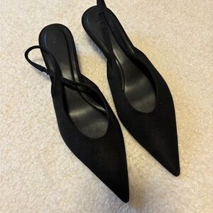 H&M Black Slingback low kitten heel size 9